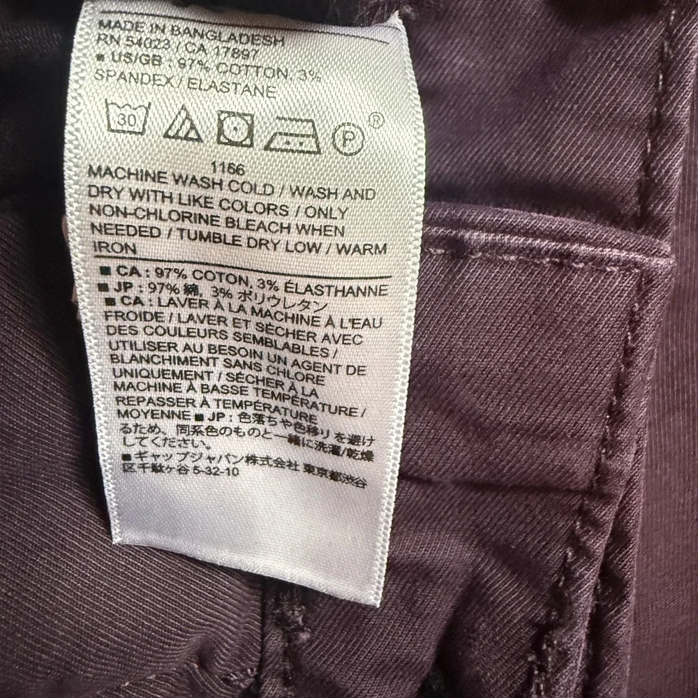 Banana Republic Mens Skinny Fit Chino Pants Purple 36x34 Stretch Cotton Twill
